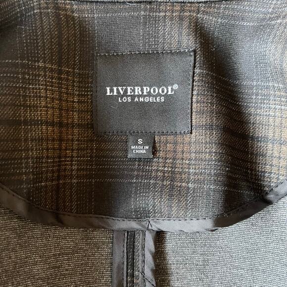 NWT Liverpool Los Angeles Brown Black Plaid Stretch Blazer Jacket Single Button - Picture 6 of 8